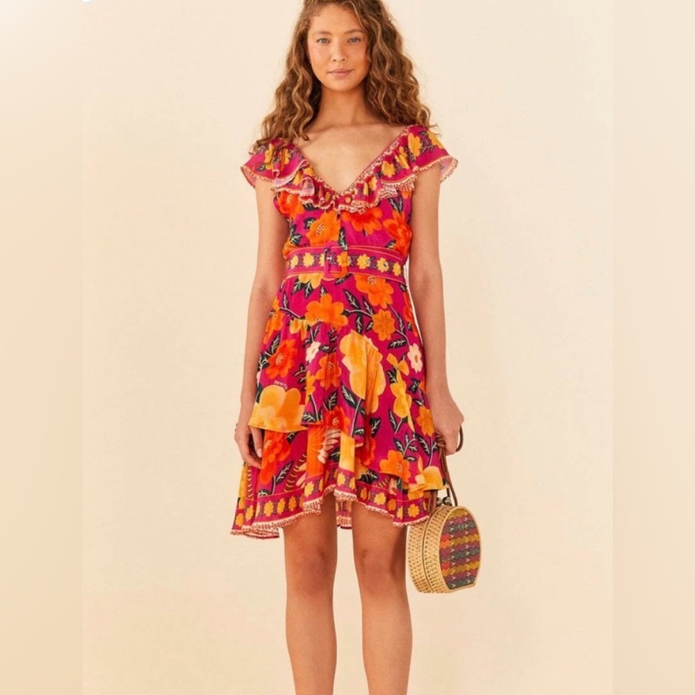 New Farm Rio Flowers Tapestry Pink Mini (Missing Belt) Size M